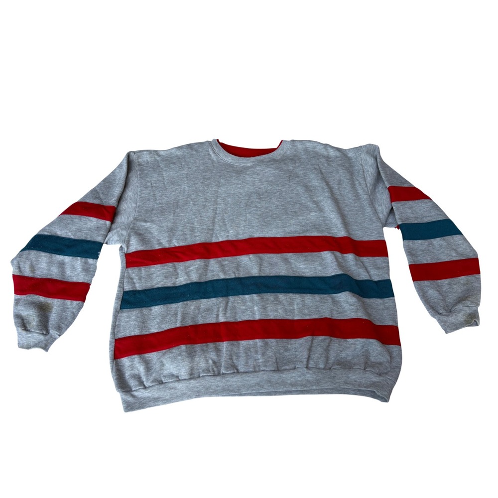 Vintage 90s Jaclyn Smith Sport Womens‎ XL Striped Colorblock Sweatshirt Gorpcore